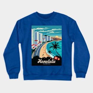 Vintage Travel Poster - Honolulu Crewneck Sweatshirt